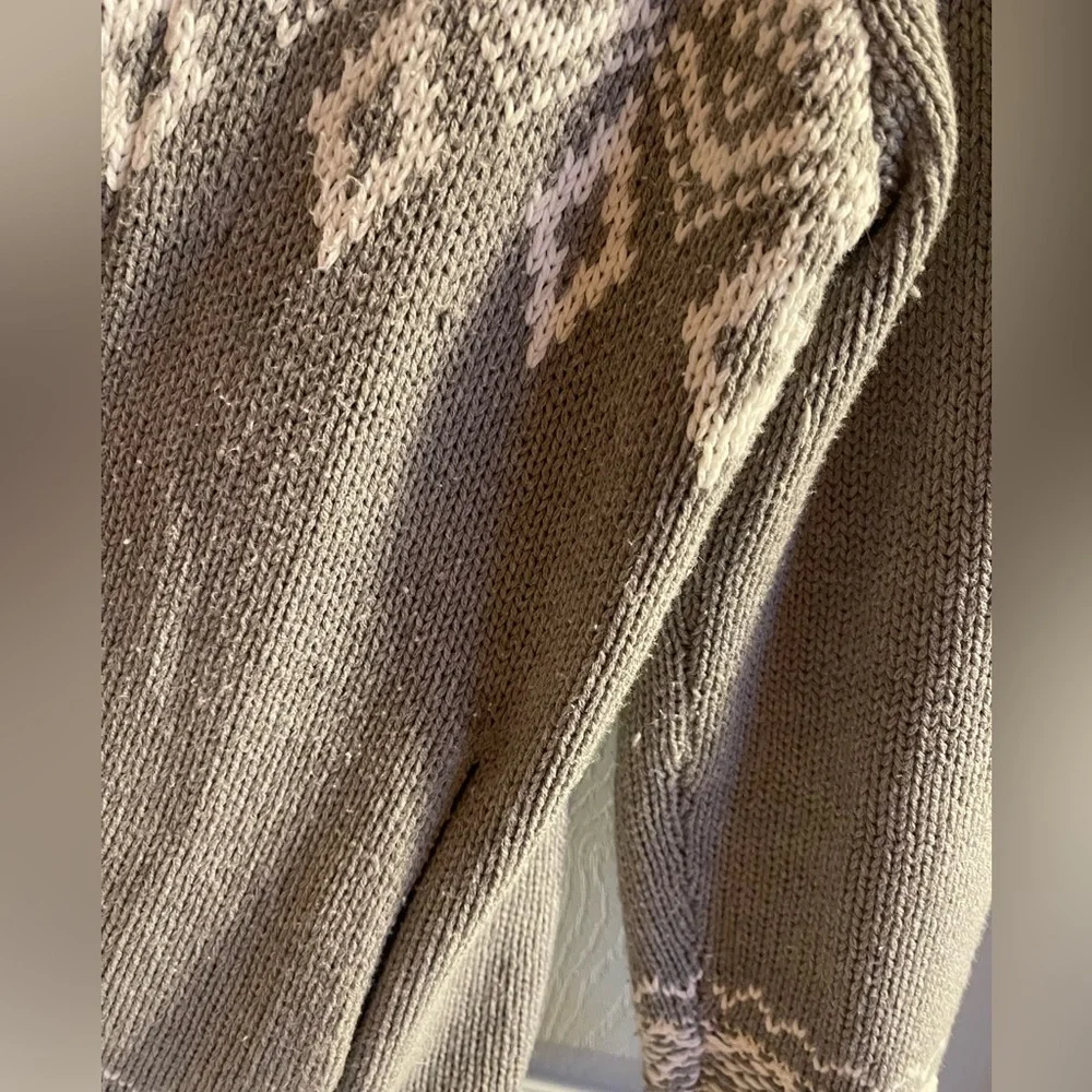 NYDJ cozy open cardigan with hood, grey & white Nordic print - Picture 8 of 8